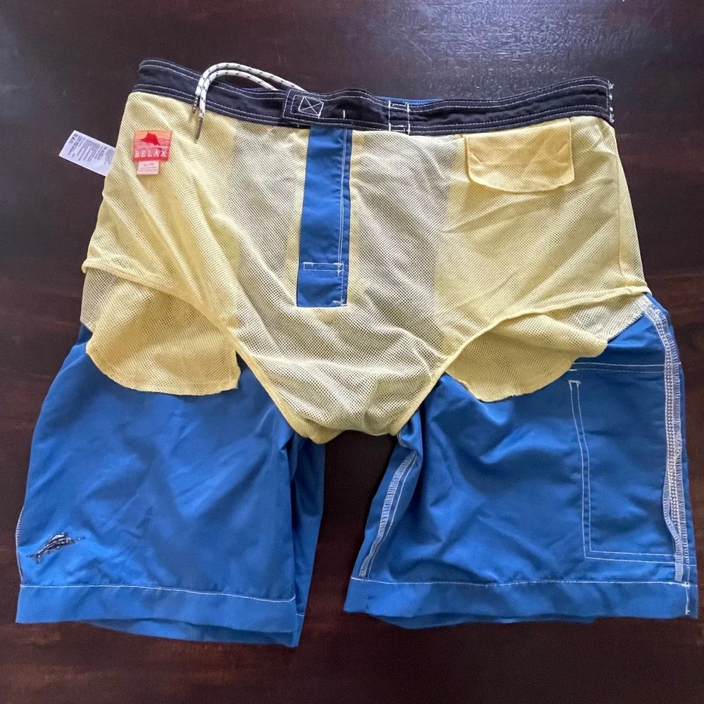 Tommy Bahama Relax Mens XL‎ Blue Board Shorts Swim Trunks Cargo Pocket Marlin